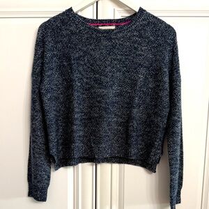 Cotton On Sz X-Small Scoop Neck Long Sleeve Blue/White Speckled Cropped Sweater
